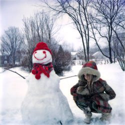 Elizabeth Ruffing and Snowman