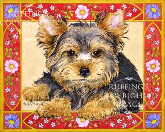 "Yorkie Puppy" AER91 by A E Ruffing Yorkshire Terrier Art Print