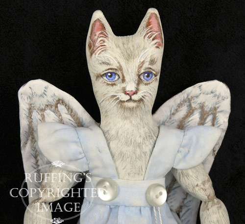 Angelicat and Angelifish, Original One-of-a-kind Folk Art Cat and Fish Angel Dolls by Max Bailey