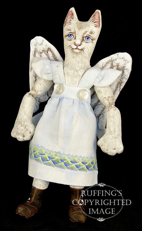 Angelicat and Angelifish, Original One-of-a-kind Folk Art Cat and Fish Angel Dolls by Max Bailey