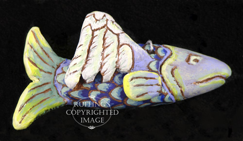 Angelicat and Angelifish, Original One-of-a-kind Folk Art Cat and Fish Angel Dolls by Max Bailey