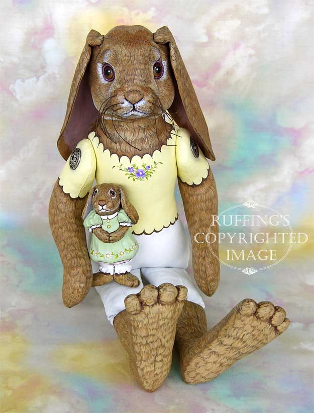 Beatrice and Beulah Original Folk Art Lop Rabbit Dolls by Max Bailey and Elizabeth Ruffing