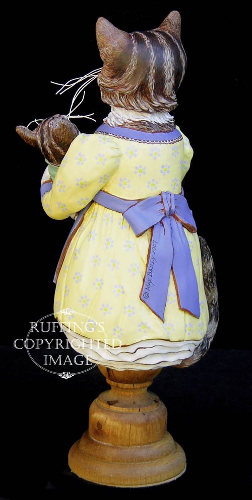 Belinda and BoBo, Original One-of-a-kind Tabby Cat Mother and Kitten Art Doll Figurine by Max Bailey