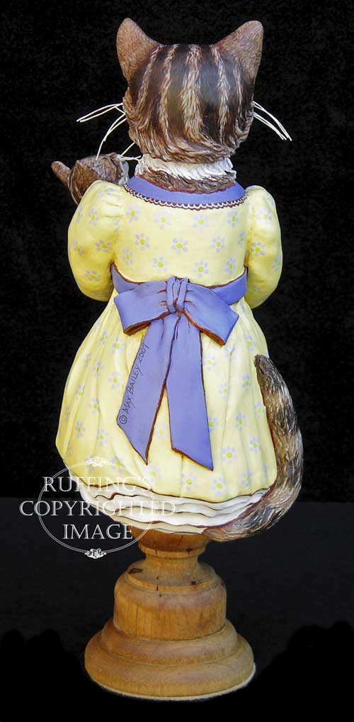 Belinda and BoBo, Original One-of-a-kind Tabby Cat Mother and Kitten Art Doll Figurine by Max Bailey