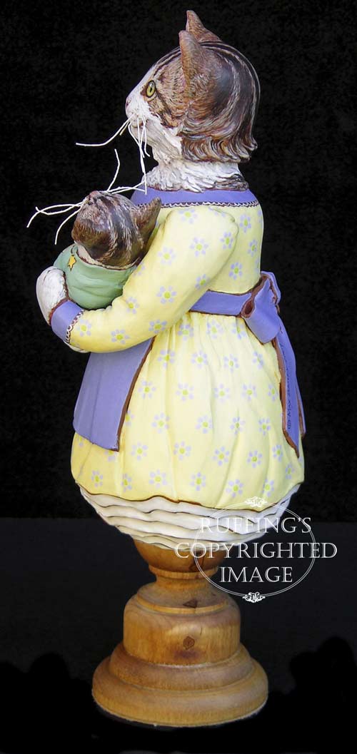 Belinda and BoBo, Original One-of-a-kind Tabby Cat Mother and Kitten Art Doll Figurine by Max Bailey