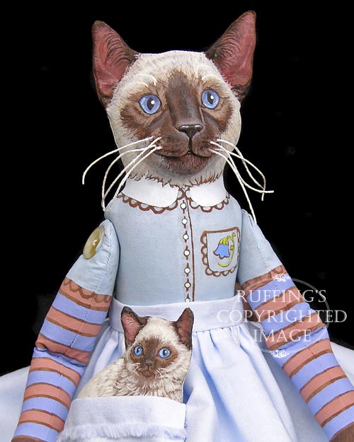 Bluebell and Bridgett Original One-of-a-kind Siamese Folk Art Cat Dolls by Max Bailey