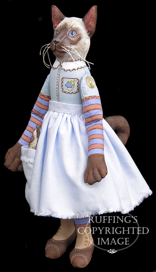 Bluebell and Bridget Original One-of-a-kind Siamese Cat and Kitten Folk Art Dolls by Max Bailey