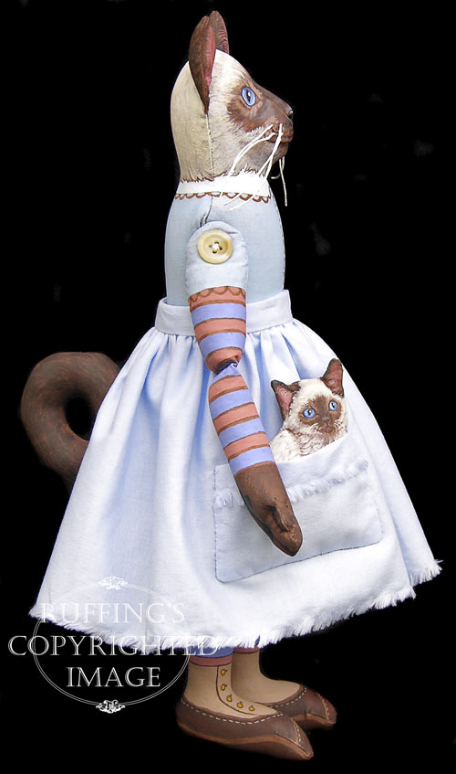 Bluebell and Bridget Original One-of-a-kind Siamese Cat and Kitten Folk Art Dolls by Max Bailey