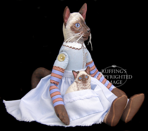 Bluebell and Bridget Original One-of-a-kind Siamese Cat and Kitten Folk Art Dolls by Max Bailey