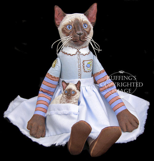 Bluebell and Bridget Original One-of-a-kind Siamese Cat and Kitten Folk Art Dolls by Max Bailey