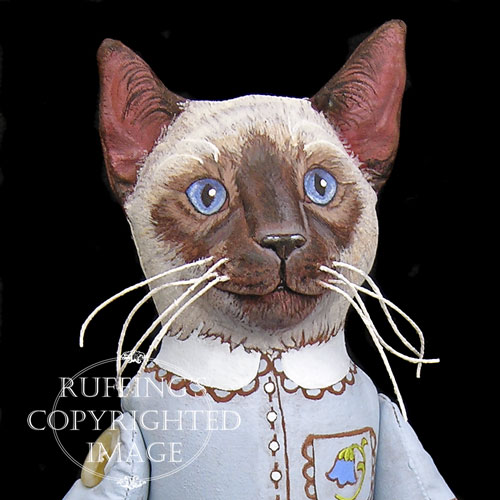 Bluebell and Bridget Original One-of-a-kind Siamese Cat and Kitten Folk Art Dolls by Max Bailey