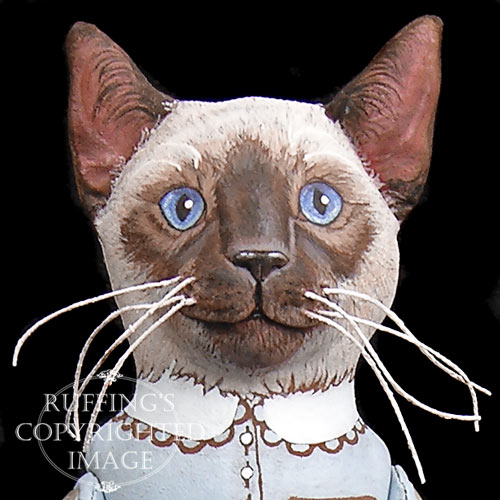 Bluebell and Bridget Original One-of-a-kind Siamese Cat and Kitten Folk Art Dolls by Max Bailey