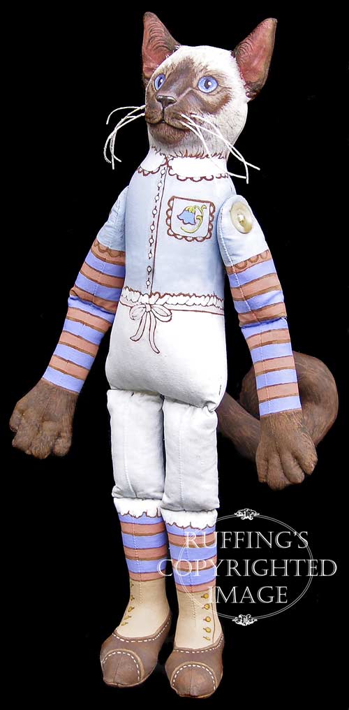 Bluebell and Bridget Original One-of-a-kind Siamese Cat and Kitten Folk Art Dolls by Max Bailey