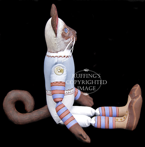 Bluebell and Bridget Original One-of-a-kind Siamese Cat and Kitten Folk Art Dolls by Max Bailey