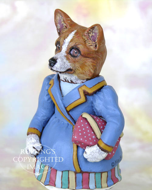 Cassie Corgi, Original One-of-a-kind Folk Art Dog Doll Figurine by Max Bailey