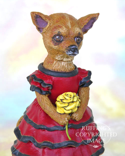 Chi-Chi the Chihuahua, Original One-of-a-kind Folk Art Dog Doll Figurine by Max Bailey