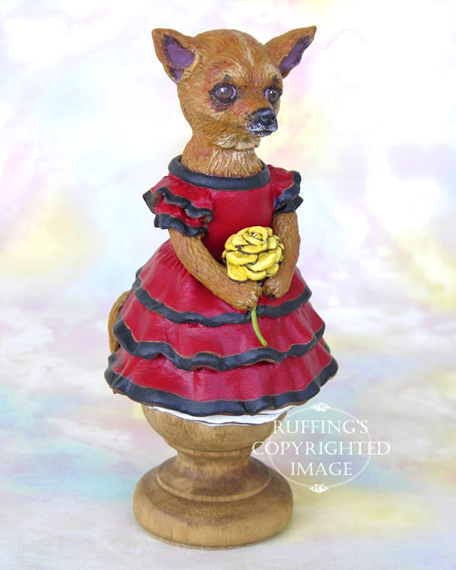 Chi-Chi the Chihuahua, Original One-of-a-kind Folk Art Dog Doll Figurine by Max Bailey