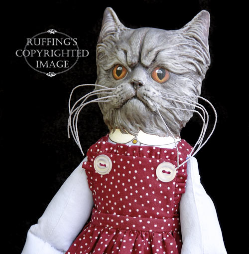 Crabby Alice Original One-of-a-kind Blue Persian Folk Art Cat Doll by Max Bailey