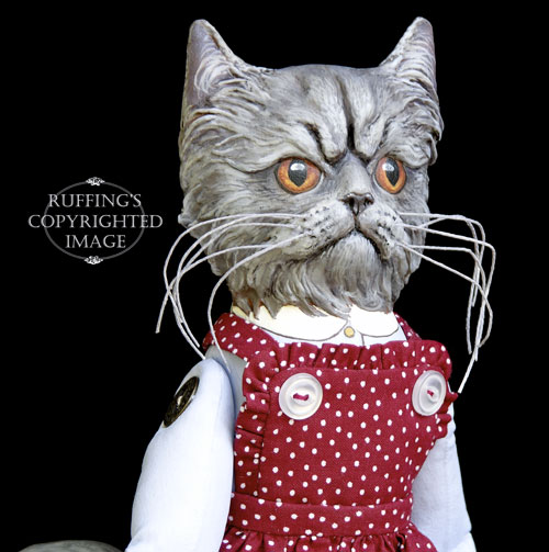 Crabby Alice Original One-of-a-kind Blue Persian Folk Art Cat Doll by Max Bailey