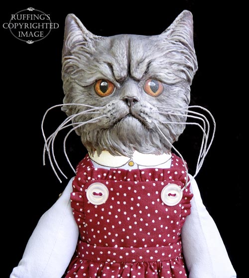 "Crabby Alice" Original Blue Persian Folk Art Cat Doll by Max Bailey