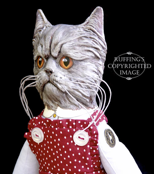 Crabby Alice Original One-of-a-kind Blue Persian Folk Art Cat Doll by Max Bailey
