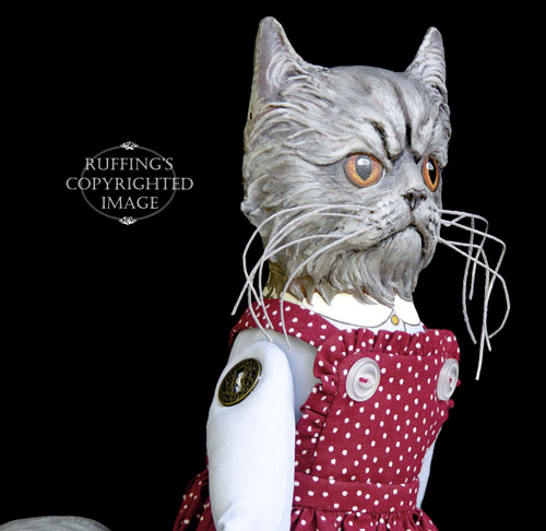 Crabby Alice Original One-of-a-kind Blue Persian Folk Art Cat Doll by Max Bailey