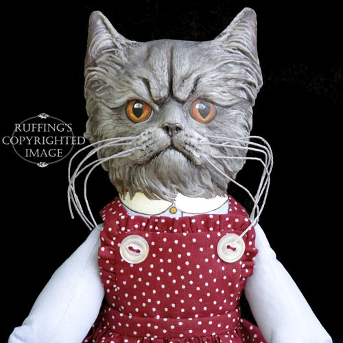 Crabby Alice Original One-of-a-kind Blue Persian Folk Art Cat Doll by Max Bailey