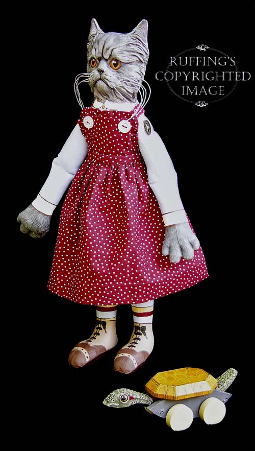 Crabby Alice Original One-of-a-kind Blue Persian Folk Art Cat Doll by Max Bailey