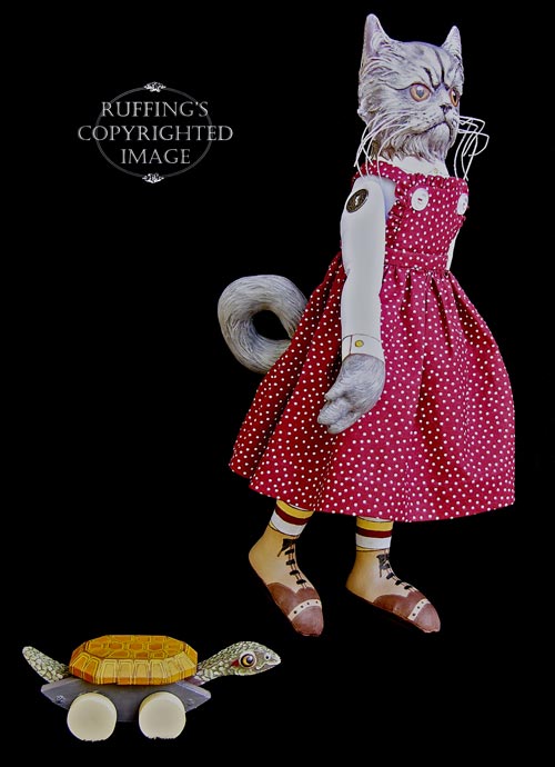 Crabby Alice Original One-of-a-kind Blue Persian Folk Art Cat Doll by Max Bailey