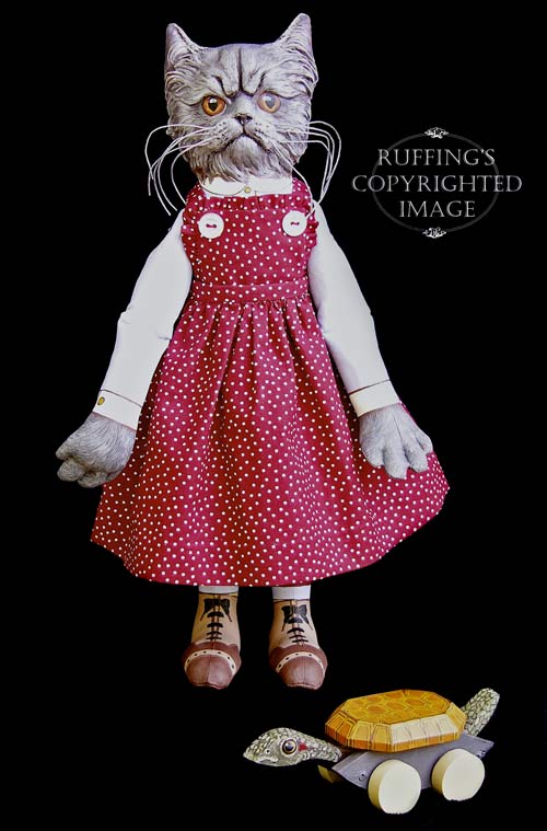 Crabby Alice Original One-of-a-kind Blue Persian Folk Art Cat Doll by Max Bailey