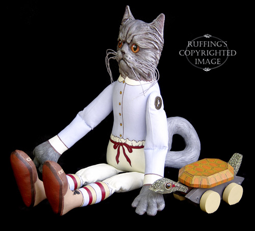Crabby Alice Original One-of-a-kind Blue Persian Folk Art Cat Doll by Max Bailey