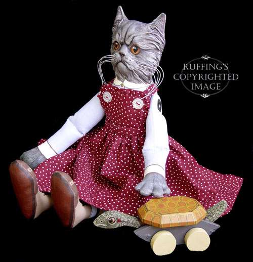 Crabby Alice Original One-of-a-kind Blue Persian Folk Art Cat Doll by Max Bailey