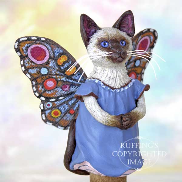 Crystal the Siamese Pixie Kitten Original Fairy Cat Folk Art Doll Figurine by Max Bailey