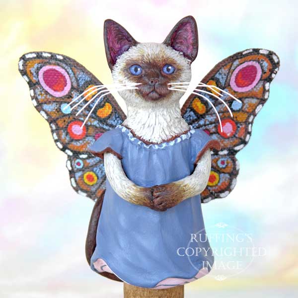 Crystal the Siamese Pixie Kitten Original Fairy Cat Folk Art Doll Figurine by Max Bailey