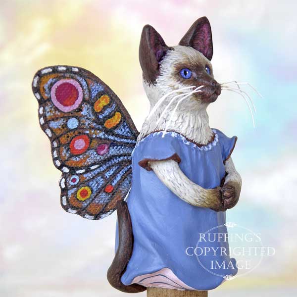 Crystal the Siamese Pixie Kitten Original Fairy Cat Folk Art Doll Figurine by Max Bailey