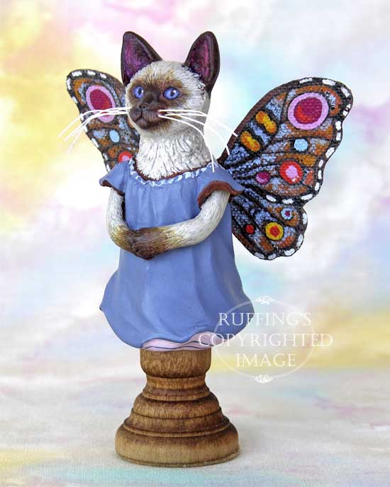 Crystal the Siamese Pixie Kitten Original Fairy Cat Folk Art Doll Figurine by Max Bailey