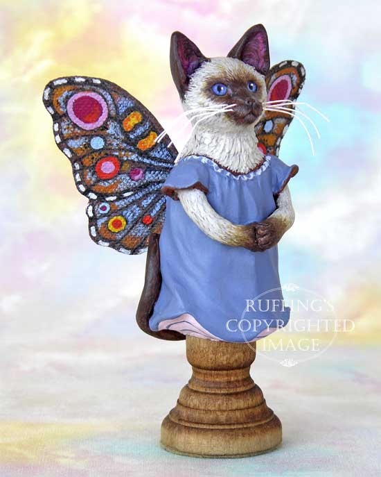 Crystal the Siamese Pixie Kitten Original Fairy Cat Folk Art Doll Figurine by Max Bailey
