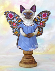 Crystal the Siamese Pixie Kitten Original Fairy Cat Folk Art Doll Figurine by Max Bailey