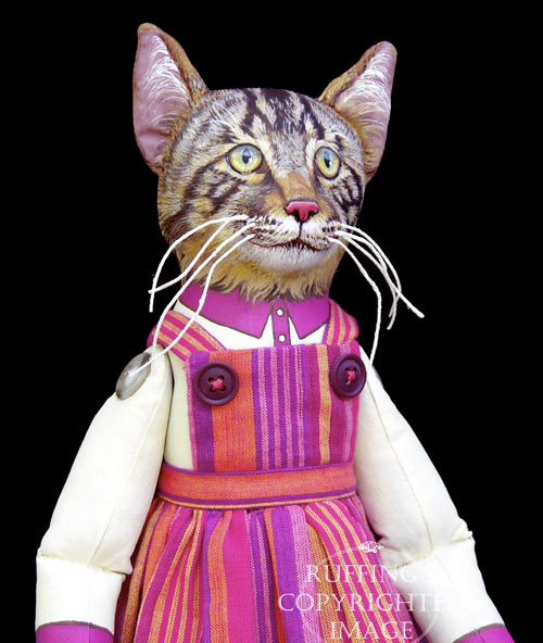 Daphne, Original One-of-a-kind Tabby Cat Art Doll by Max Bailey