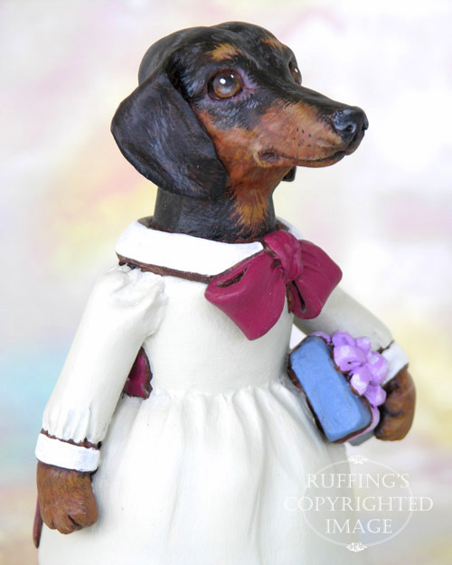 Dinah Dachshund, Original One-of-a-kind Folk Art Doll Figurine by Max Bailey