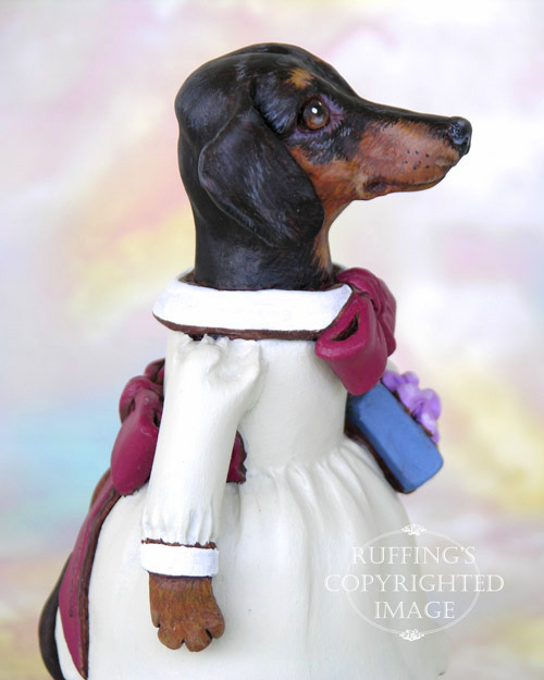 Dinah Dachshund, Original One-of-a-kind Folk Art Doll Figurine by Max Bailey