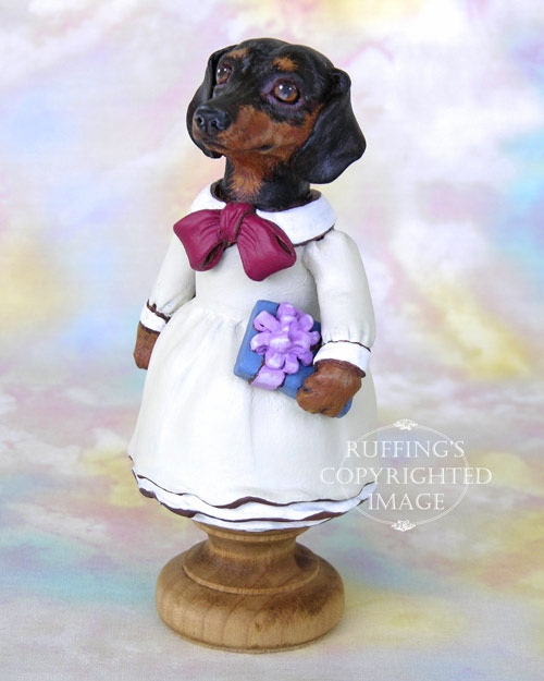 Dinah Dachshund, Original One-of-a-kind Folk Art Doll Figurine by Max Bailey