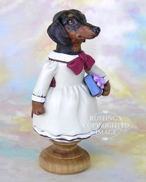 Dinah Dachshund, Original One-of-a-kind Folk Art Doll Figurine by Max Bailey