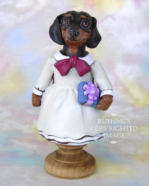 Dinah Dachshund, Original One-of-a-kind Folk Art Doll Figurine by Max Bailey