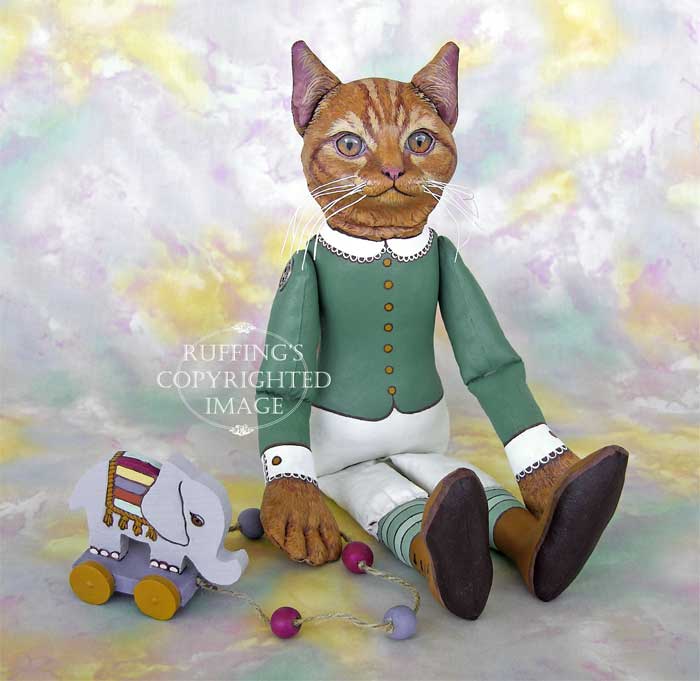 Emily and Edwin Original Folk Art Ginger Tabby Cat Doll by Max Bailey and Elizabeth Ruffing