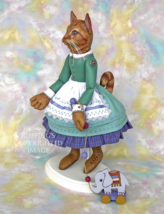 Emily and Edwin Original Folk Art Ginger Tabby Cat Doll and Elephant by Max Bailey and Elizabeth Ruffing