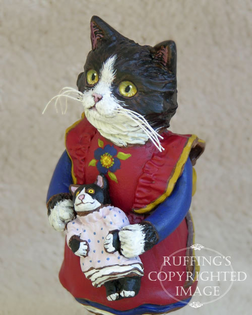Emmy the Tuxedo Kitten, Original Folk Art Cat Doll Figurine by Max Bailey