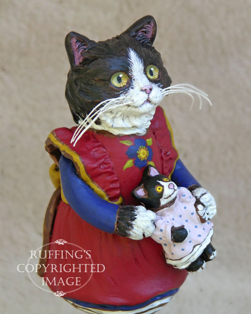 Emmy the Tuxedo Kitten, Original Folk Art Cat Doll Figurine by Max Bailey