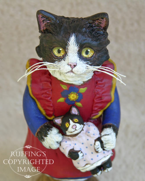 Emmy the Tuxedo Kitten, Original Folk Art Cat Doll Figurine by Max Bailey