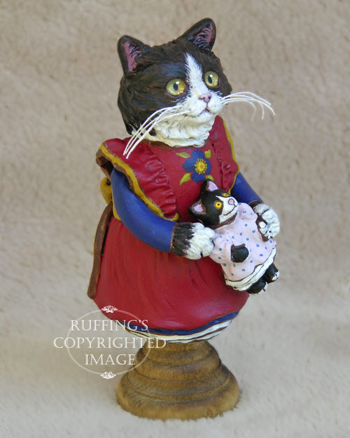 Emmy the Tuxedo Kitten, Original Folk Art Cat Doll Figurine by Max Bailey